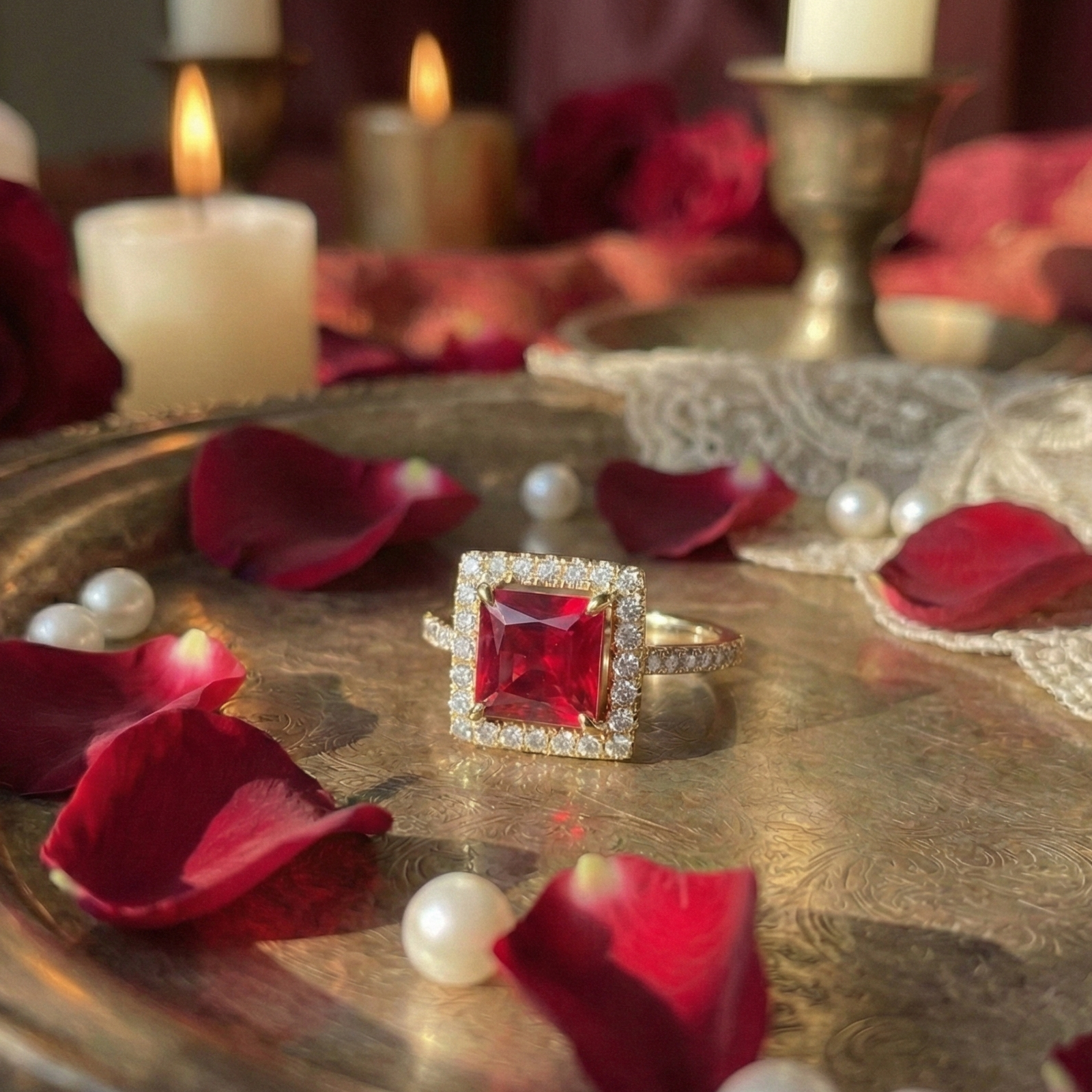 925 Sterling Silver Crimson Royale Adjustable Ring