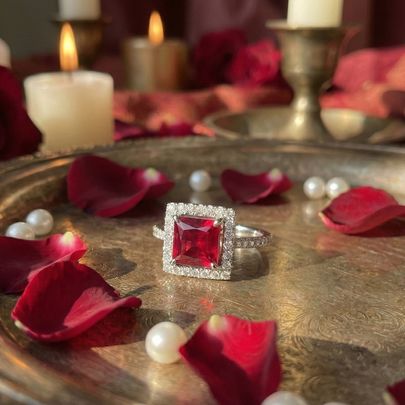 925 Sterling Silver Crimson Royale Adjustable Ring