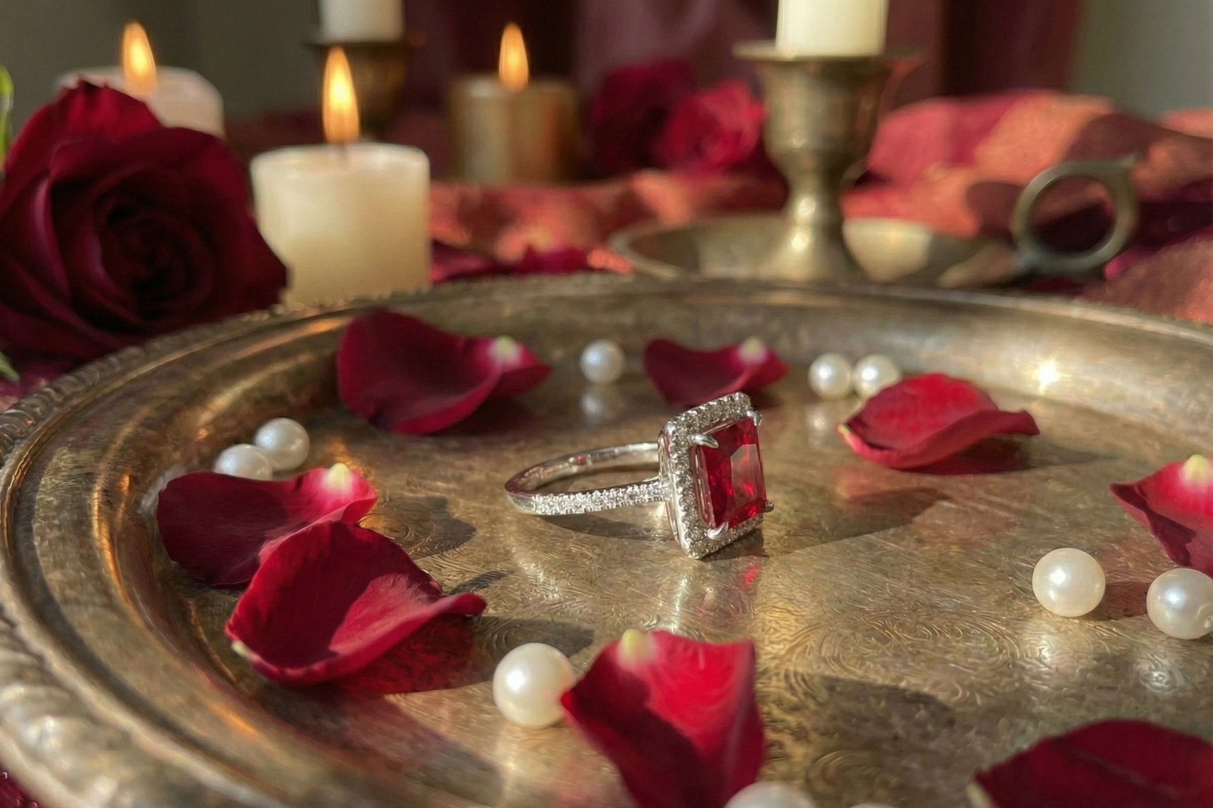 925 Sterling Silver Crimson Royale Adjustable Ring