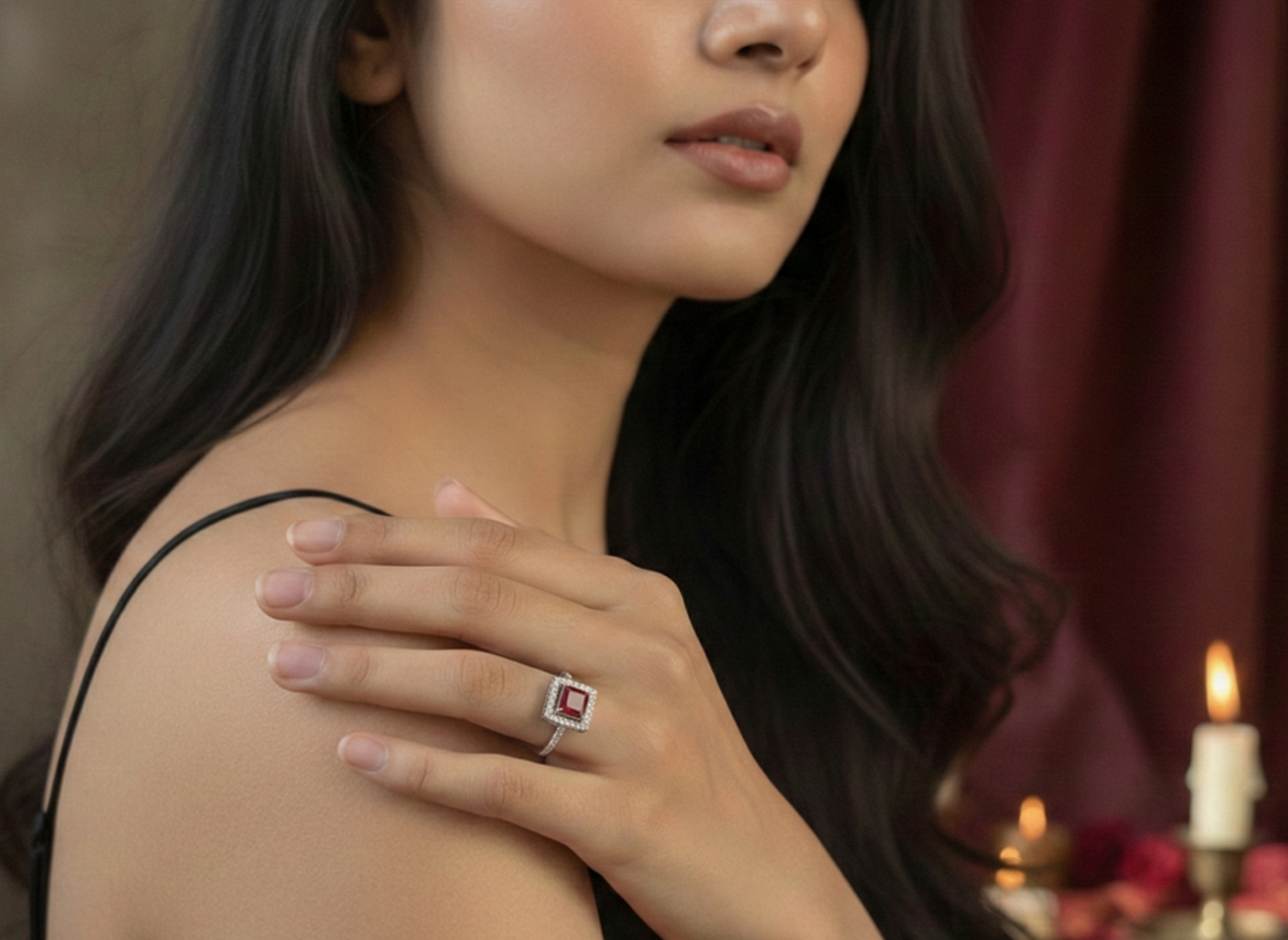 925 Sterling Silver Crimson Royale Adjustable Ring