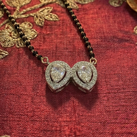 Dual Pear Drop Halo CZ Mangalsutra Pendant in 925 Sterling Silver