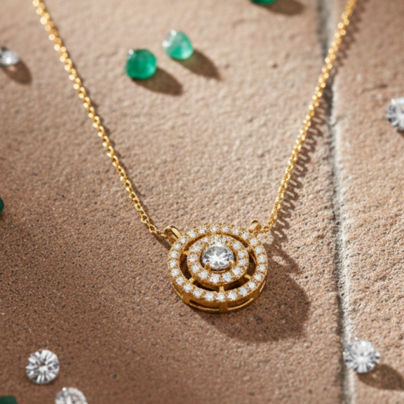 Double Halo Solitaire CZ Pendant | 925 Sterling Silver