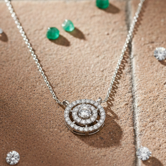 Double Halo Solitaire CZ Pendant | 925 Sterling Silver