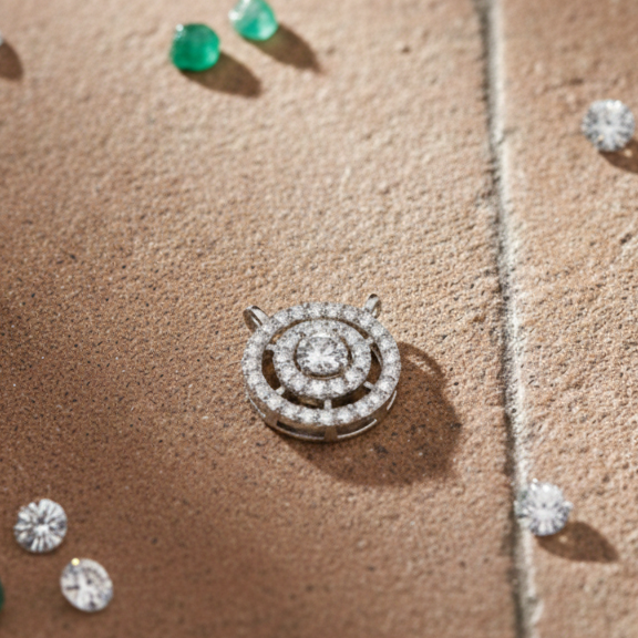 Double Halo Solitaire CZ Pendant | 925 Sterling Silver
