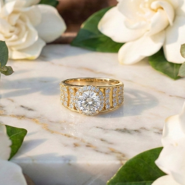 925 Sterling Silver Elevated Crown Solitaire Adjustable Ring