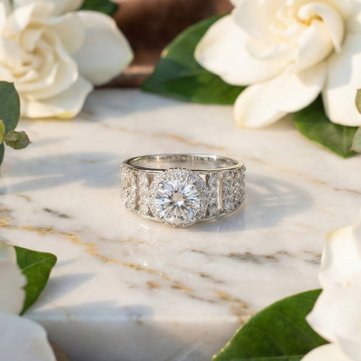 925 Sterling Silver Elevated Crown Solitaire Adjustable Ring