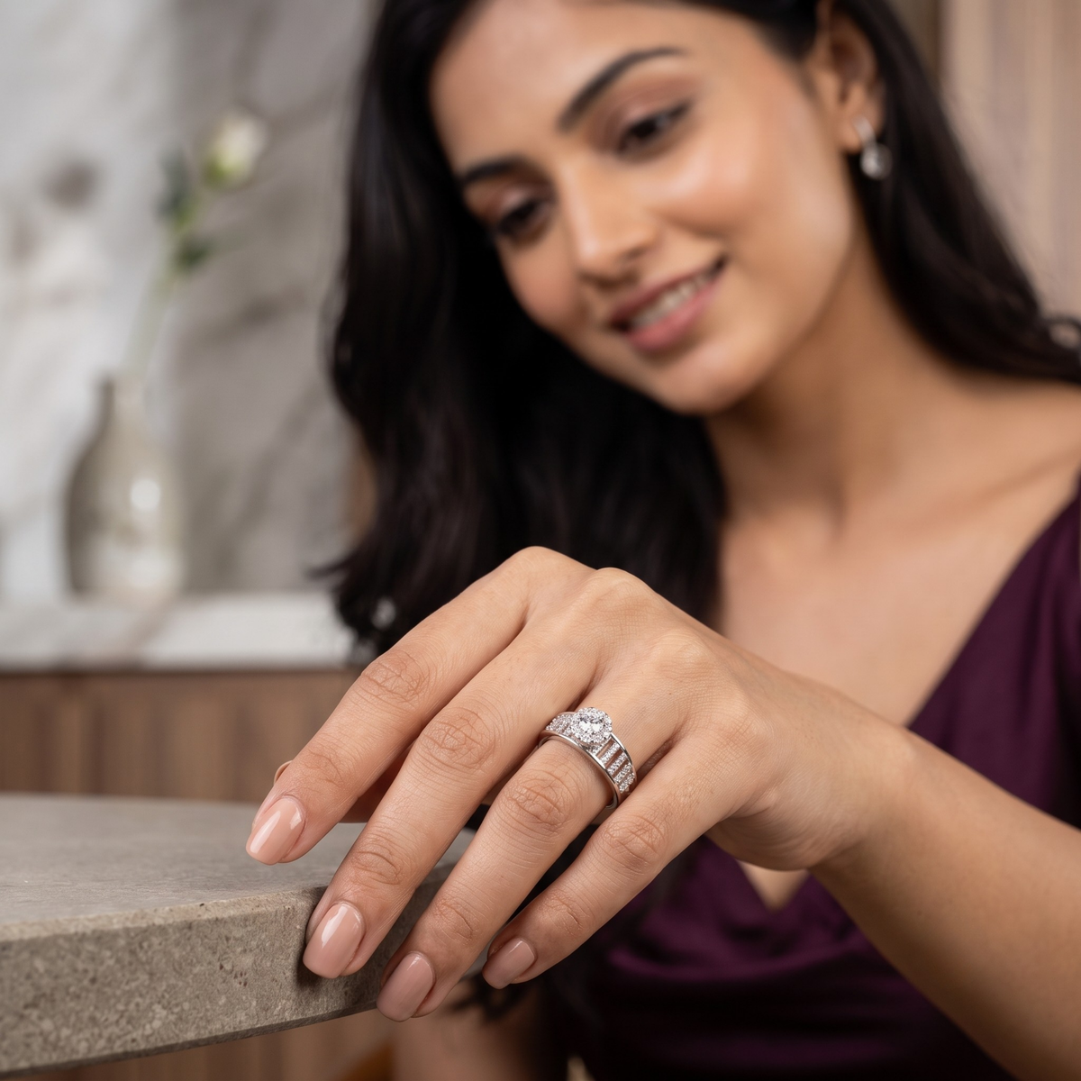 925 Sterling Silver Elevated Crown Solitaire Ring
