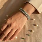 Emerald Lumina Green & White CZ Eternity Bangle in 925 Sterling Silver