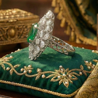 925 Sterling Silver Emerald Bloom Adjustable Cocktail Ring