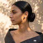 Emerald Cut Black Halo Studs - 925 Sterling Silver