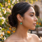 Emerald Floral Drop Earrings - 925 Sterling Silver
