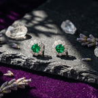 Emerald Halo Pendant Set in 925 Sterling Silver