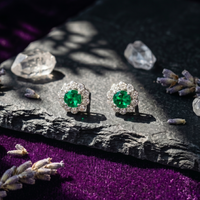 Emerald Halo Pendant Set in 925 Sterling Silver