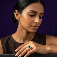 Classic Oval Emerald Halo Ring in 925 Sterling Silver