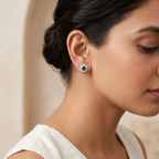 Emerald Bloom Floral Halo Stud Earrings – 925 Sterling Silver