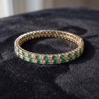 Emerald Lumina Green & White CZ Eternity Bangle in 925 Sterling Silver