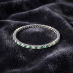 Emerald Lumina Green & White CZ Eternity Bangle in 925 Sterling Silver