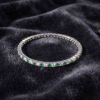Emerald Lumina Green & White CZ Eternity Bangle in 925 Sterling Silver