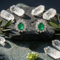 Oval Emerald Halo Pendant Set in 925 Sterling Silver