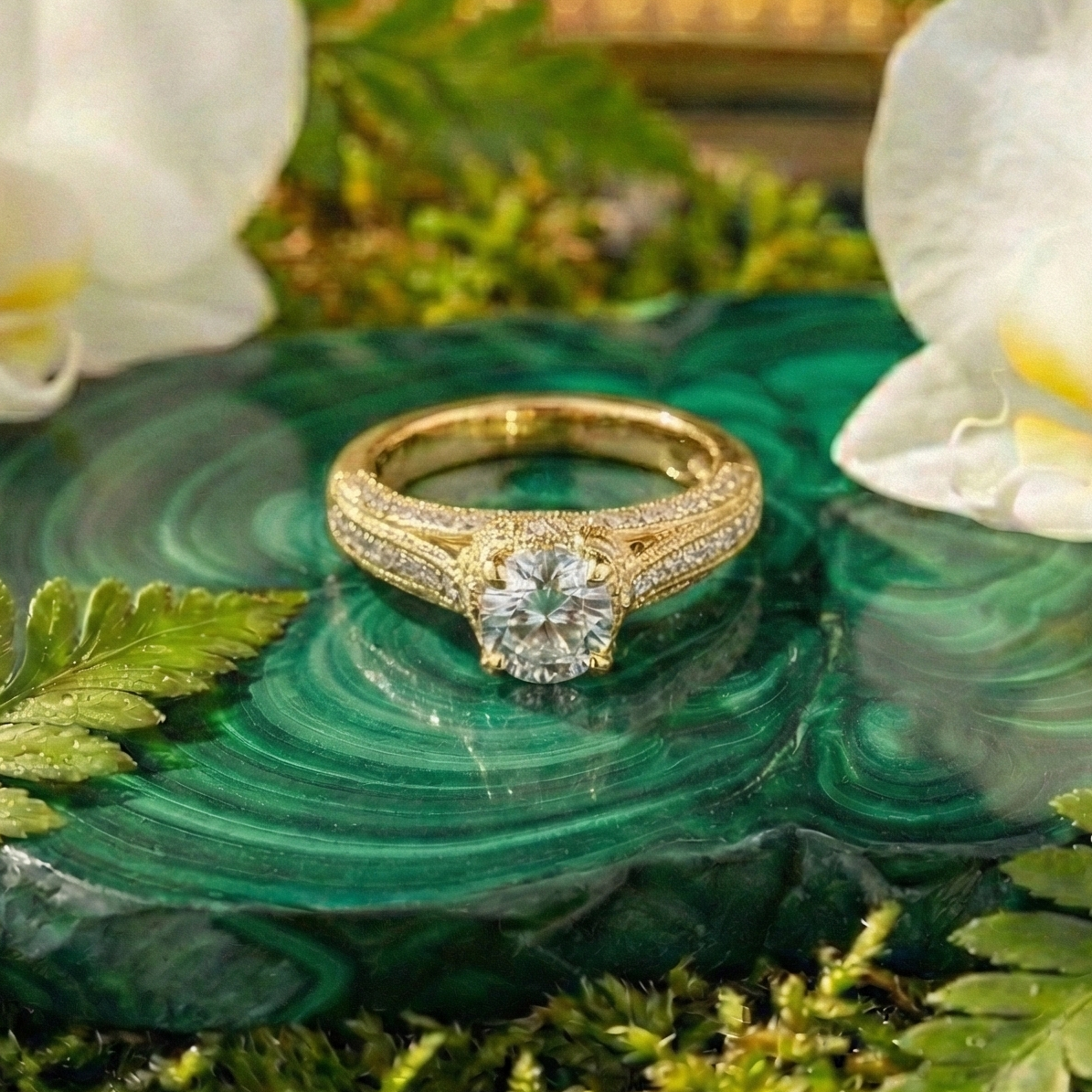 925 Sterling Silver Empress Elevated Solitaire Adjustable Ring