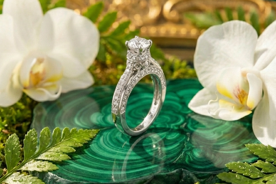 925 Sterling Silver Empress Elevated Solitaire Adjustable Ring