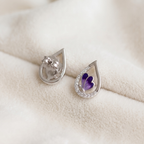 Lilac Enamel Butterfly Teardrop Studs | 925 Sterling Silver