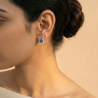 Blue Enamel Butterfly Teardrop Studs | 925 Sterling Silver
