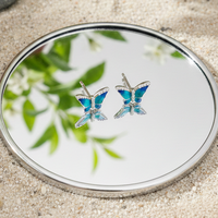 Enchanted Blue Butterfly Enamel & CZ Studs | 925 Sterling Silver