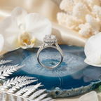 925 Sterling Silver Ethereal Solitaire Halo Adjustable Ring