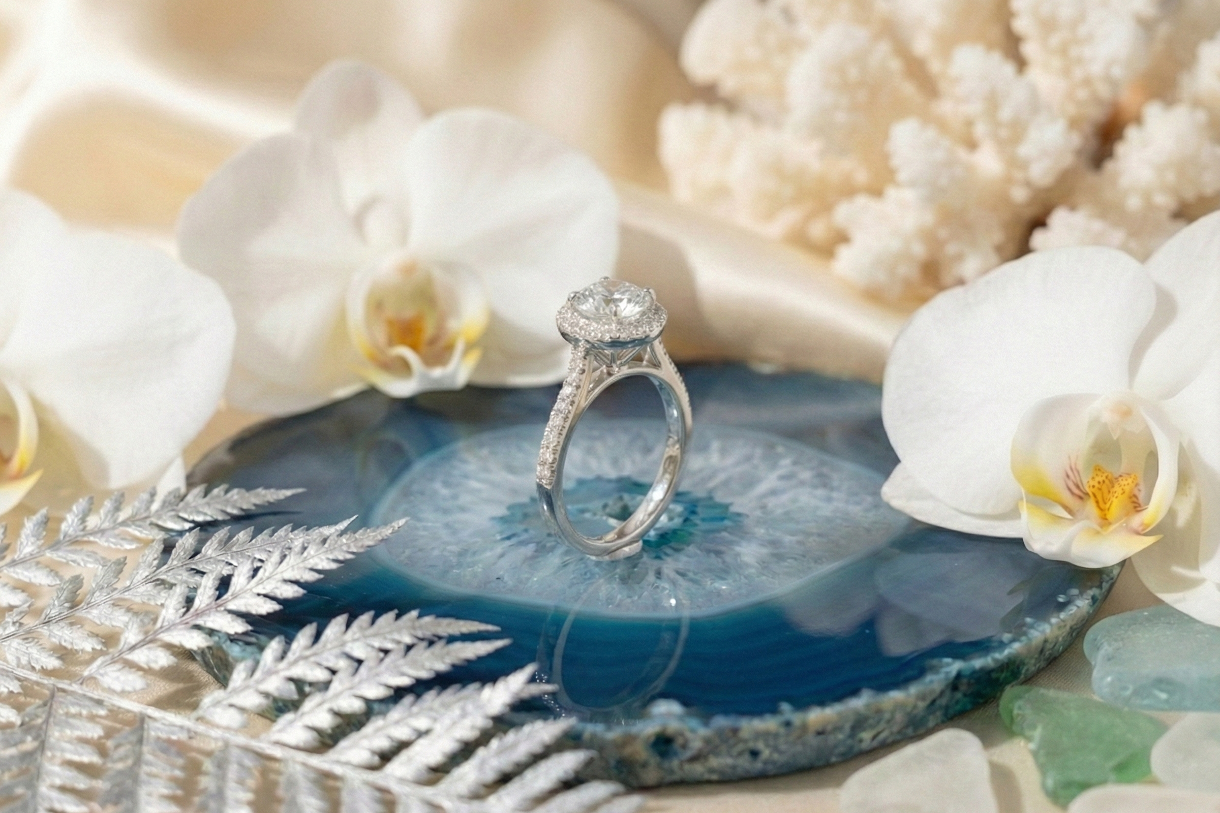 925 Sterling Silver Ethereal Solitaire Halo Adjustable Ring