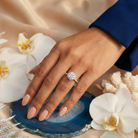 925 Sterling Silver Ethereal Solitaire Halo Adjustable Ring