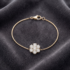 Floral Seven-Stone Adjustable Bracelet in 925 Sterling Silver