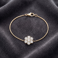 Floral Seven-Stone Adjustable Bracelet in 925 Sterling Silver