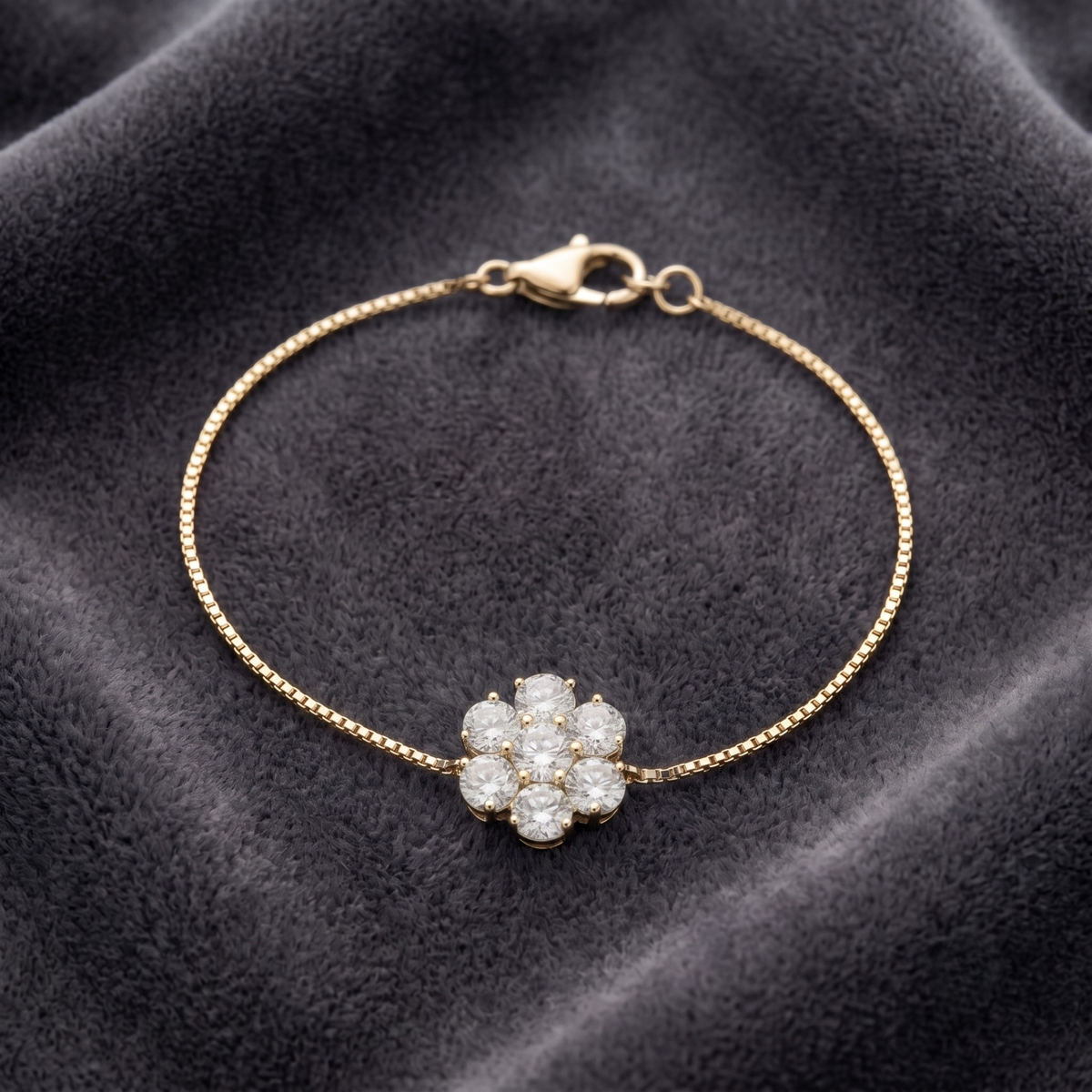Floral Seven-Stone Adjustable Bracelet in 925 Sterling Silver