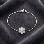 Floral Seven-Stone Adjustable Bracelet in 925 Sterling Silver