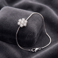 Floral Seven-Stone Adjustable Bracelet in 925 Sterling Silver