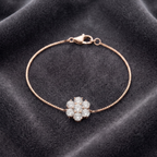 Floral Seven-Stone Adjustable Bracelet in 925 Sterling Silver