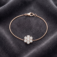 Floral Seven-Stone Adjustable Bracelet in 925 Sterling Silver
