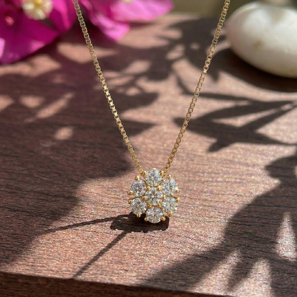 Brilliant Floral Cluster Pendant | 925 Sterling Silver