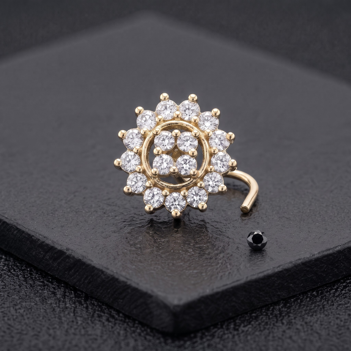 Floral Cluster Nose Pin in 925 Sterling Silver