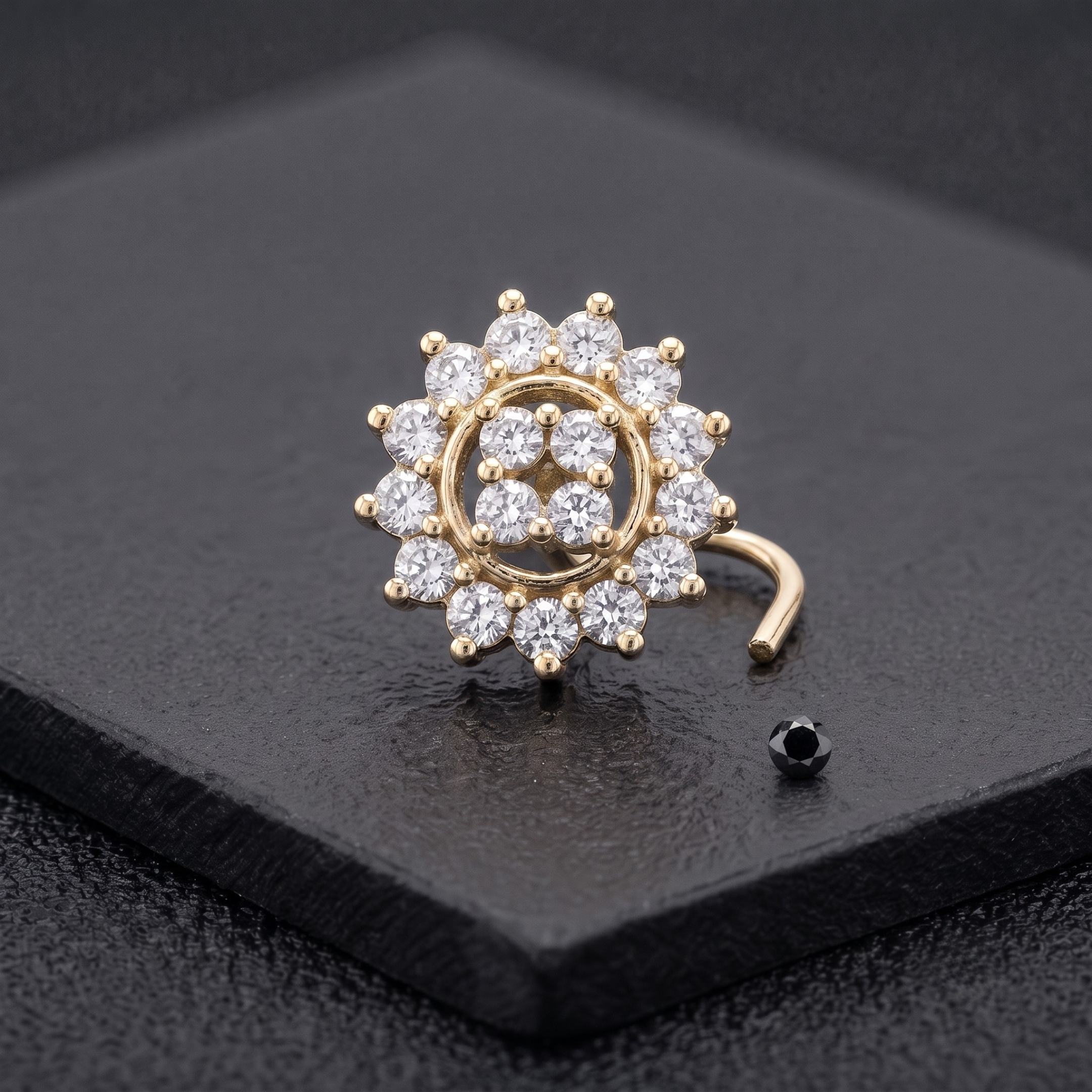 Floral Cluster Nose Pin in 925 Sterling Silver
