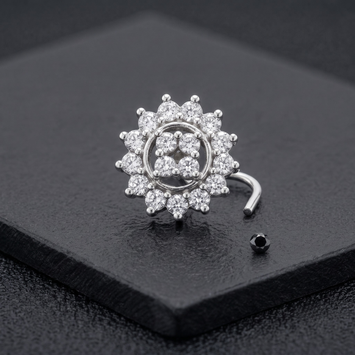 Floral Cluster Nose Pin in 925 Sterling Silver
