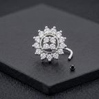 Floral Cluster Nose Pin in 925 Sterling Silver