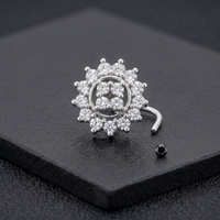 Floral Cluster Nose Pin in 925 Sterling Silver