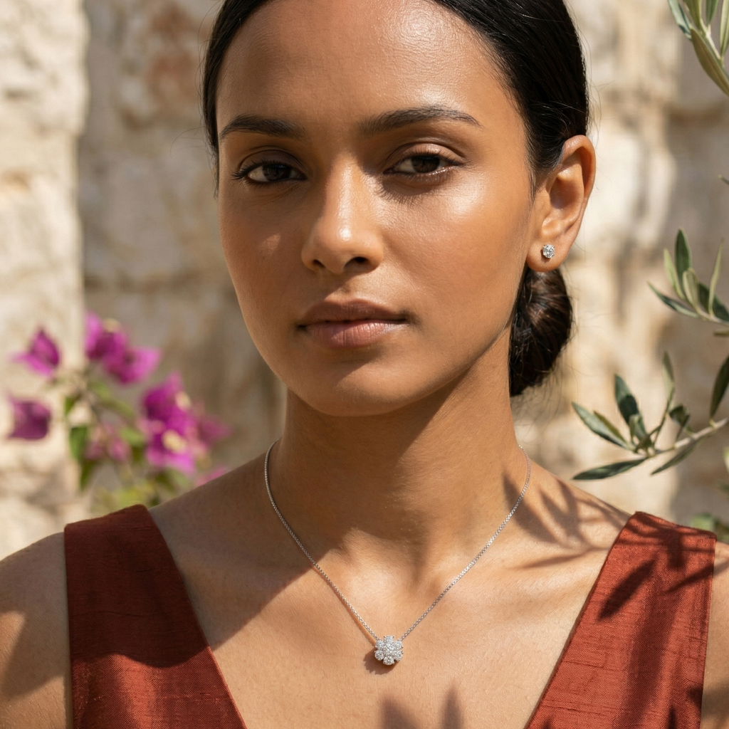 Brilliant Floral Cluster Pendant | 925 Sterling Silver
