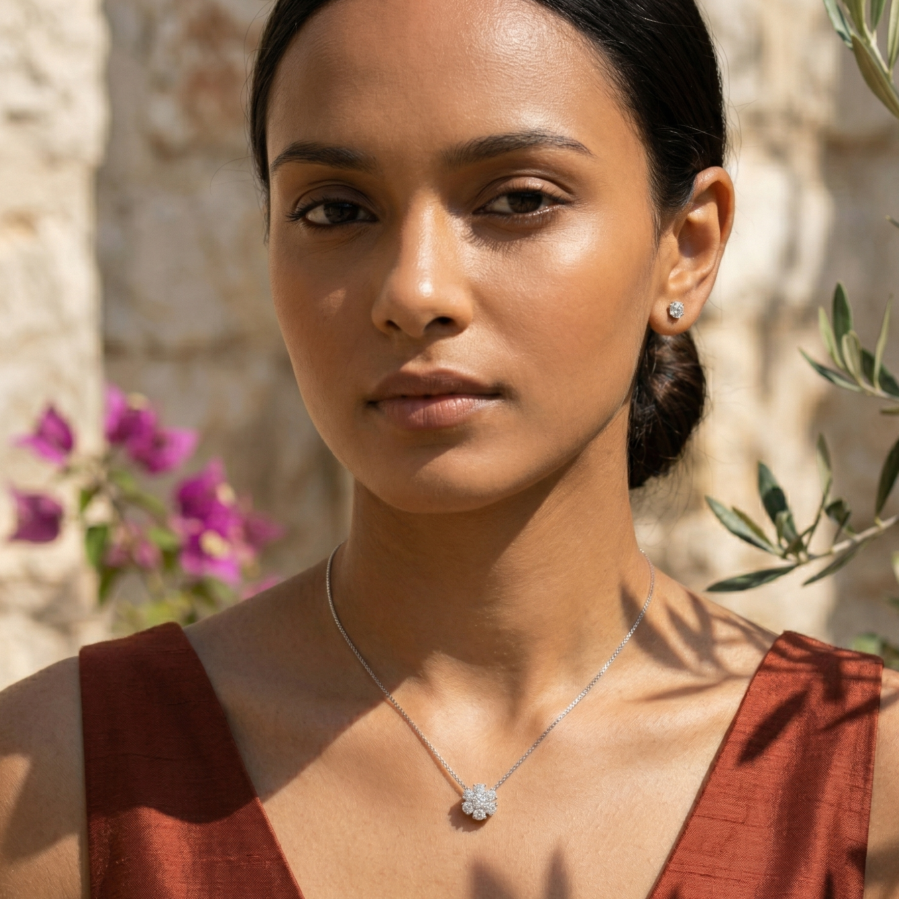 Brilliant Floral Cluster Pendant | 925 Sterling Silver