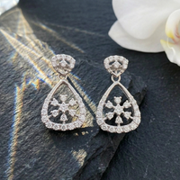 Radiant Teardrop Floral Drop Earrings - 925 Sterling Silver