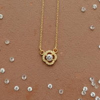 Scalloped Floret Halo Solitaire CZ Pendant | 925 Sterling Silver