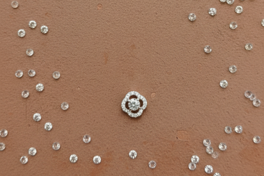 Scalloped Floret Halo Solitaire CZ Pendant | 925 Sterling Silver