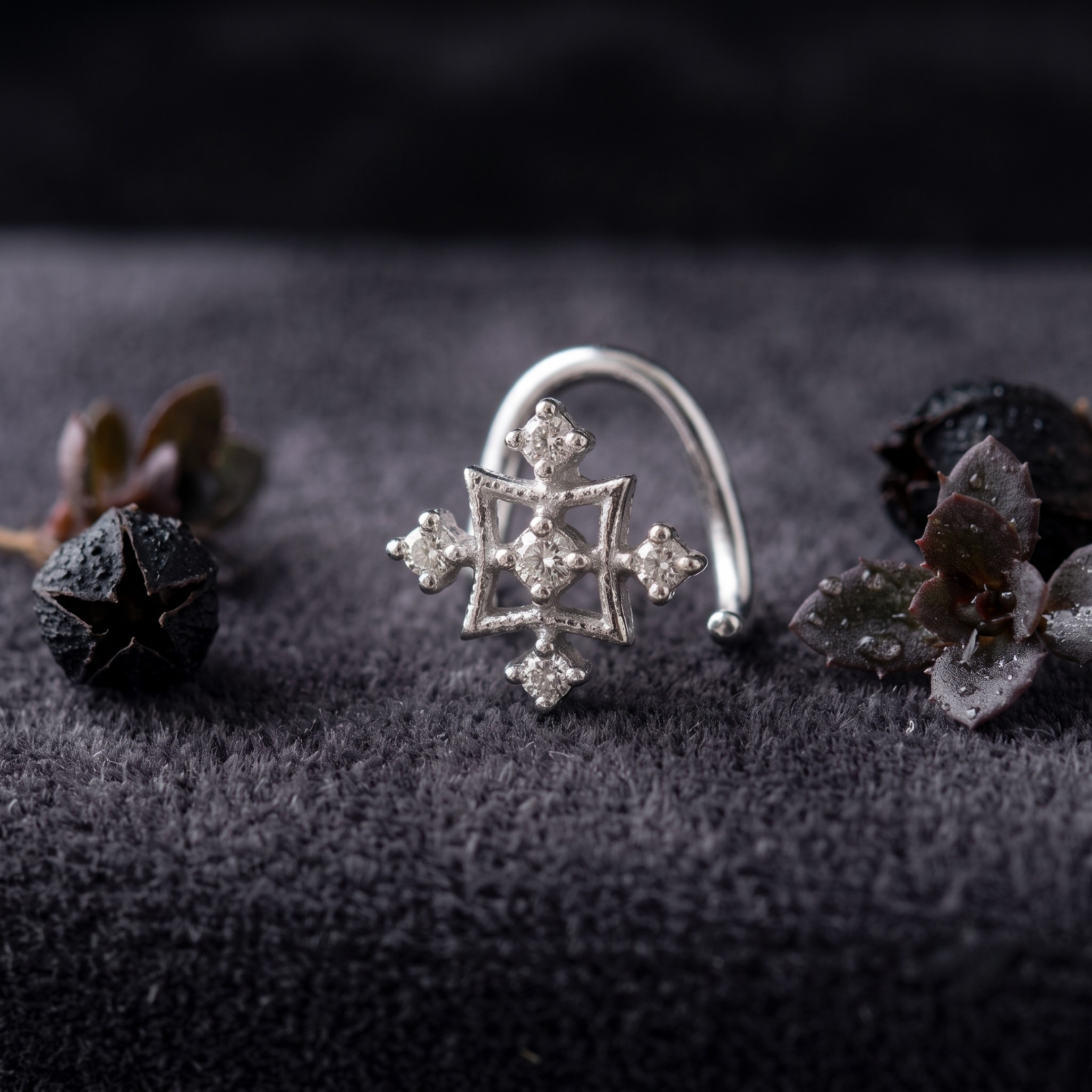Geometric Cross Nose Pin in 925 Sterling Silver